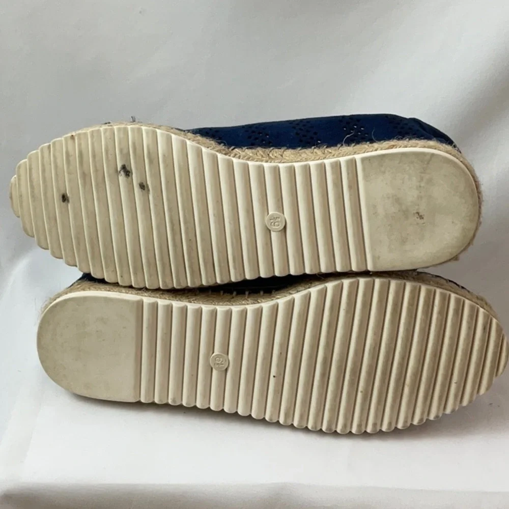Marc Fisher Blue Baila Vegan Suede Espadrilles